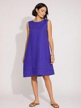 FLAX | Linen Shift Dress A-Line Royal Purple Capsule European Travel Ready